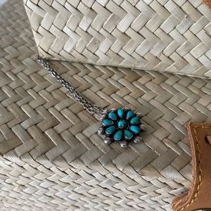 Vintage Zuni Cluster Flower Necklace